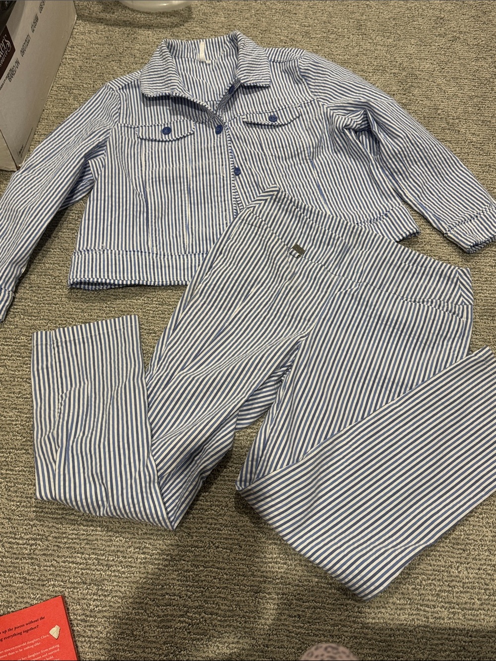Lulu-B Blue & White Striped Two-Piece Pantsuit Set